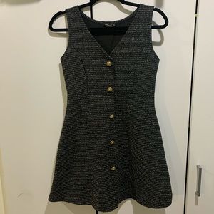 black & silver a-line dress